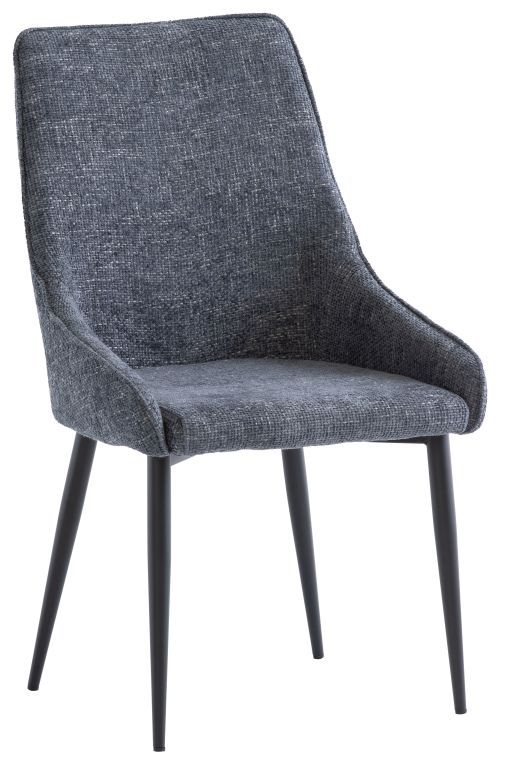 Charlotte Deep Blue Fabric Dining Chair With Black Powder Coated Legs Sold In Pairs