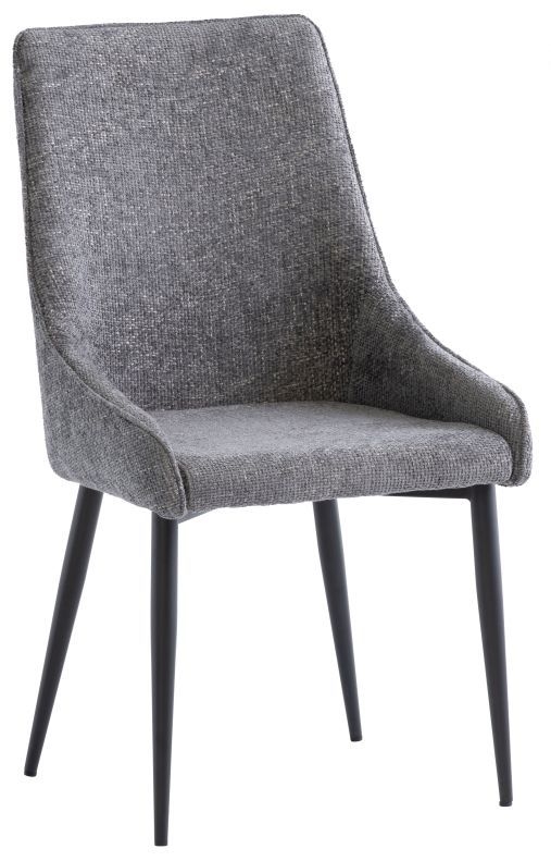 Charlotte Graphite Fabric Dining Chair With Black Powder Coated Legs Sold In Pairs