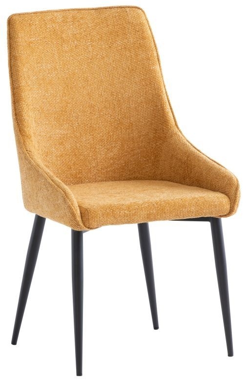 Charlotte Mustard Fabric Dining Chair With Black Powder Coated Legs Sold In Pairs
