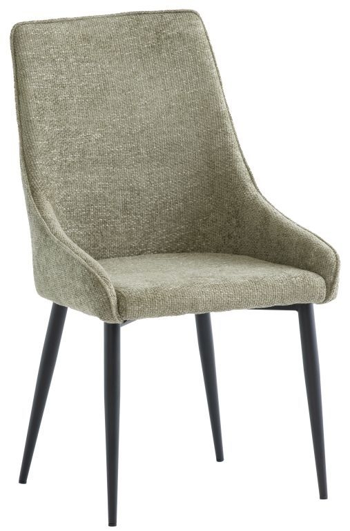Charlotte Olive Fabric Dining Chair With Black Powder Coated Legs Sold In Pairs