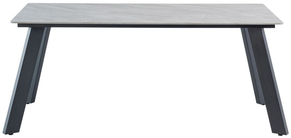 Ruby 180cm Dining Table Rebecca Grey Sintered Stone Top With Black Powder Coated Legs