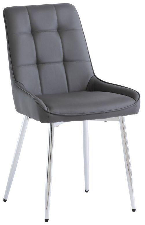 Archer Grey Faux Leather Dining Chair With Chrome Legs Sold In Pairs