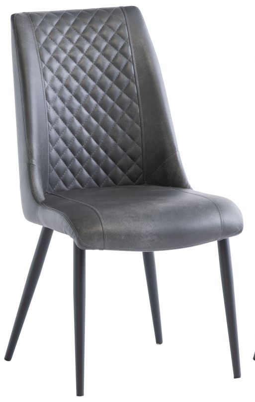 Amber Grey Faux Leather Dining Chair With Black Powder Coated Legs Sold In Pairs