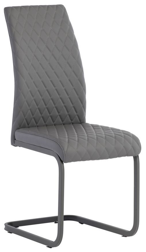 Hudson Grey Faux Leather Cross Stitch Dining Chair With Grey Powder Coated Cantilever Base Sold In Pairs