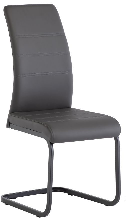 Michigan Grey Faux Leather Dining Chair With Grey Powder Coated Legs Sold In Pairs