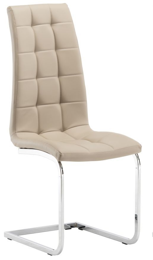 Moreno Stone Faux Leather Dining Chair With Chrome Legs Sold In Pairs