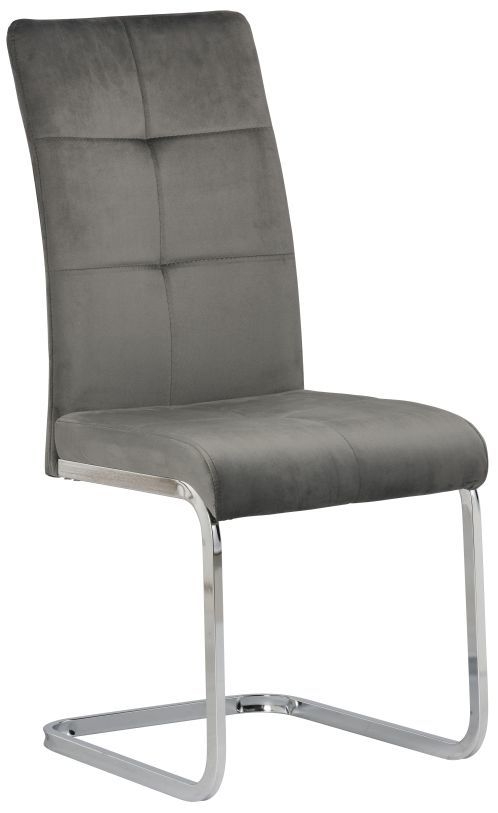 Florence Grey Velvet Fabric Dining Chair With Chrome Cantilever Base Sold In Pairs