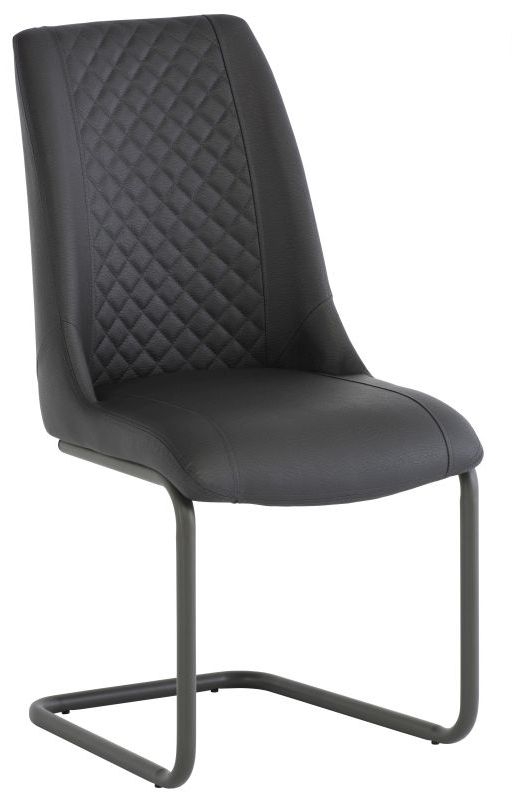 Ravello Grey Faux Leather Dining Chair With Grey Powder Coated Legs Sold In Pairs