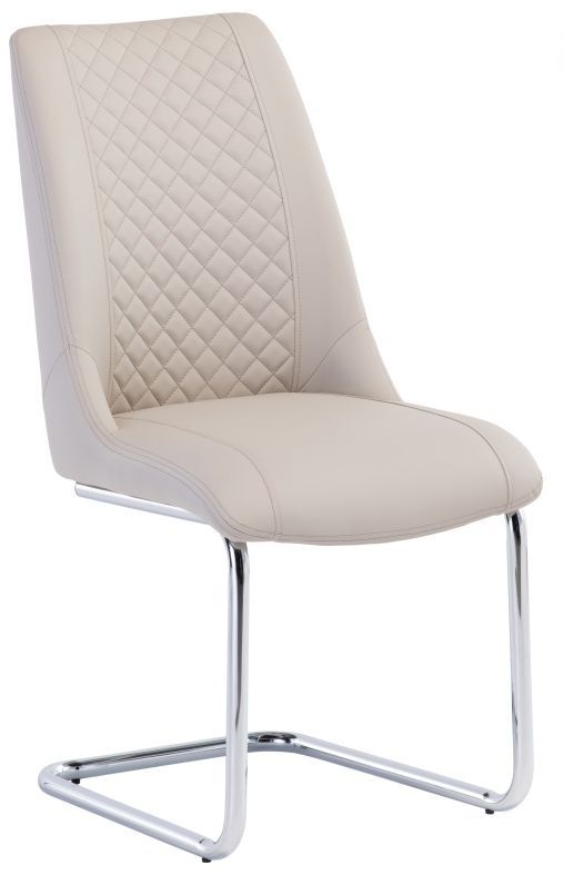 Ravello Stone Faux Leather Dining Chair With Chrome Legs Sold In Pairs