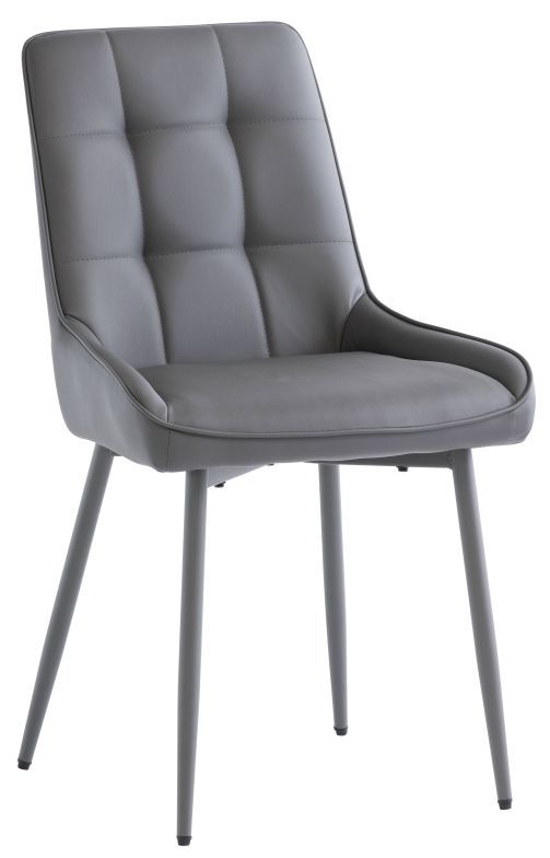 Serena Grey Faux Leather Dining Chair With Grey Powder Coated Legs Sold In Pairs