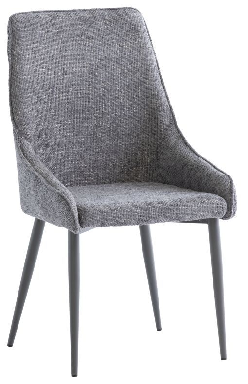 Jemma Graphite Fabric Dining Chair With Grey Powder Coated Legs Sold In Pairs