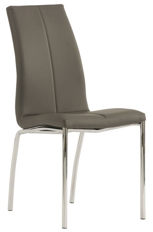 Kansas Grey Faux Leather Dining Chair With Chrome Legs Sold In Pairs