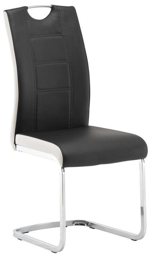 Venice Black Faux Leather Dining Chair With Chrome Legs Sold In Pairs