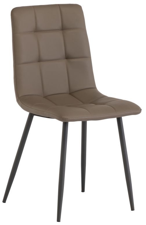 Virgo Taupe Faux Leather Dining Chair With Black Powder Coated Legs Sold In Pairs