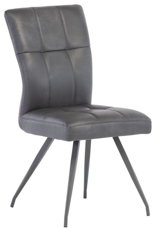 Kabana Grey Faux Leather Dining Chair With Grey Powder Coated Legs Sold In Pairs