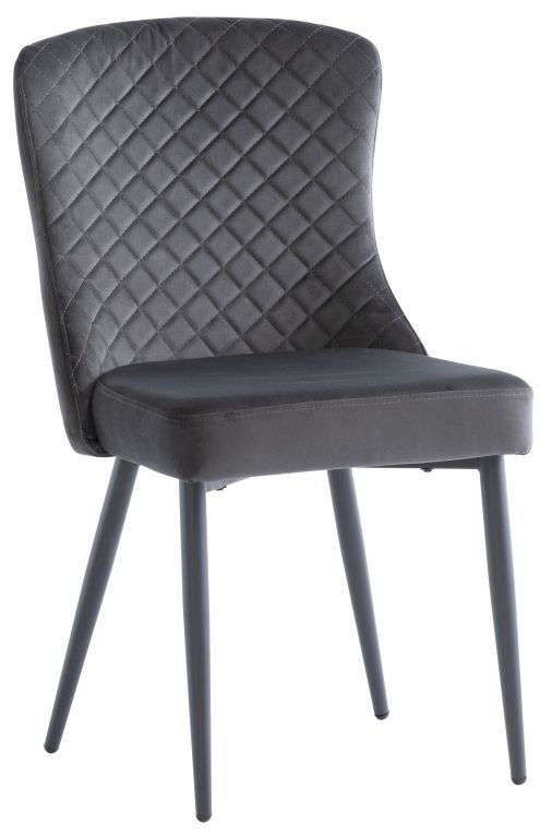 Hadley Graphite Velvet Fabric Quilted Dining Chair Sold In Pairs