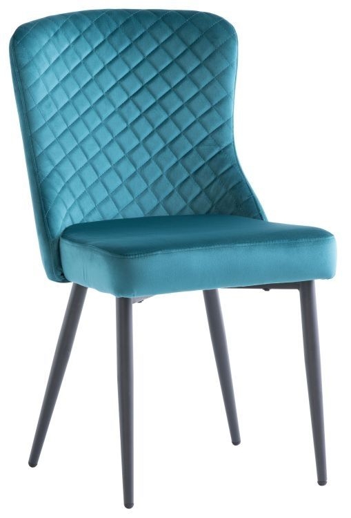 Hadley Peacock Green Velvet Fabric Quilted Dining Chair Sold In Pairs