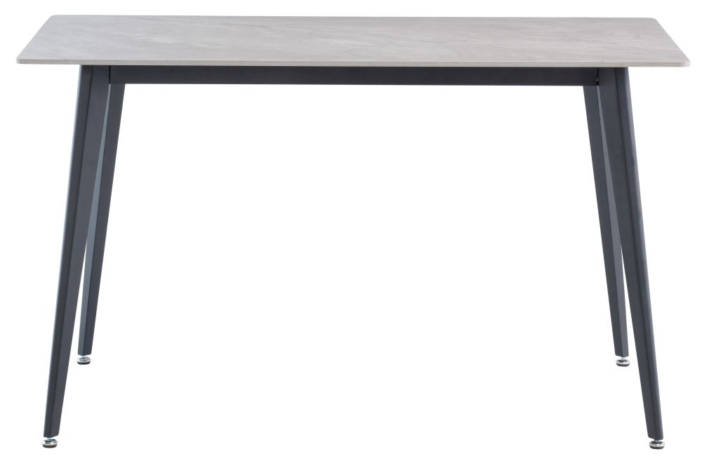 Ivy 130cm Dining Table Rebecca Grey Sintered Stone Top With Black Powder Coated Legs