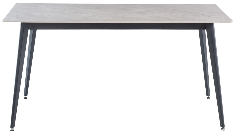 Ivy 160cm Dining Table Rebecca Grey Sintered Stone Top With Black Powder Coated Legs