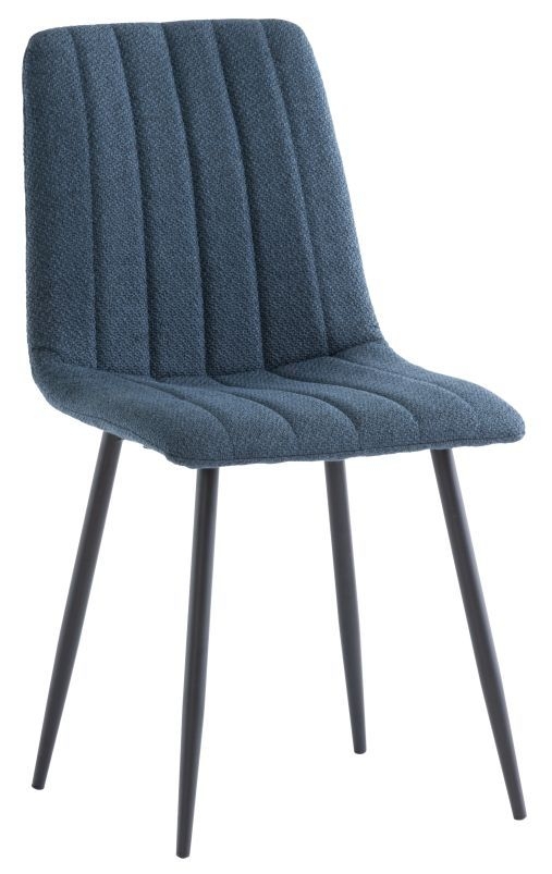 Lara Blue Fabric Dining Chair With Black Powder Coated Legs Sold In Pairs