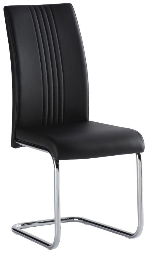 Monaco Black Faux Leather Dining Chair With Chrome Base Sold In Pairs