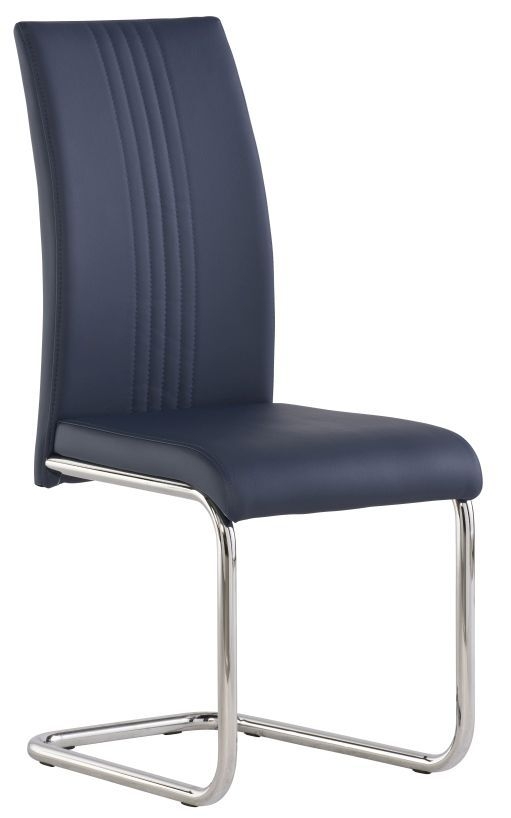 Monaco Blue Faux Leather Dining Chair With Chrome Base Sold In Pairs