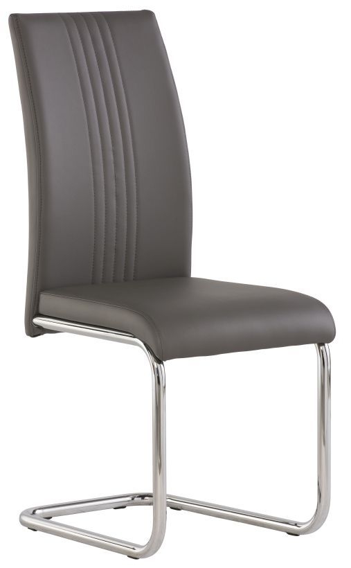 Monaco Grey Faux Leather Dining Chair With Chrome Base Sold In Pairs