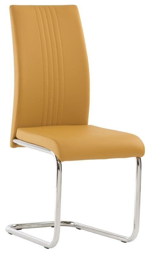 Monaco Mustard Faux Leather Dining Chair With Chrome Base Sold In Pairs
