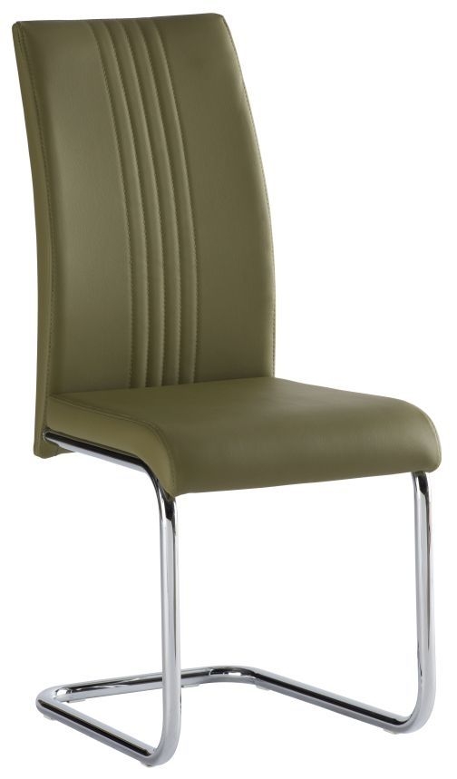 Monaco Olive Faux Leather Dining Chair With Chrome Base Sold In Pairs
