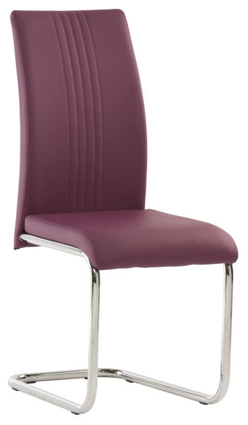 Monaco Purple Faux Leather Dining Chair With Chrome Base Sold In Pairs