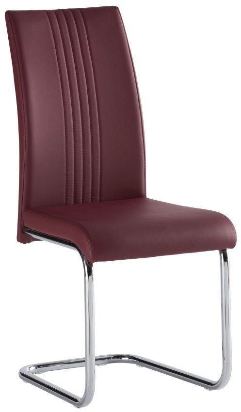 Monaco Red Faux Leather Dining Chair With Chrome Base Sold In Pairs