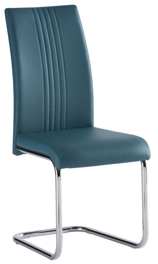 Monaco Teal Faux Leather Dining Chair With Chrome Base Sold In Pairs