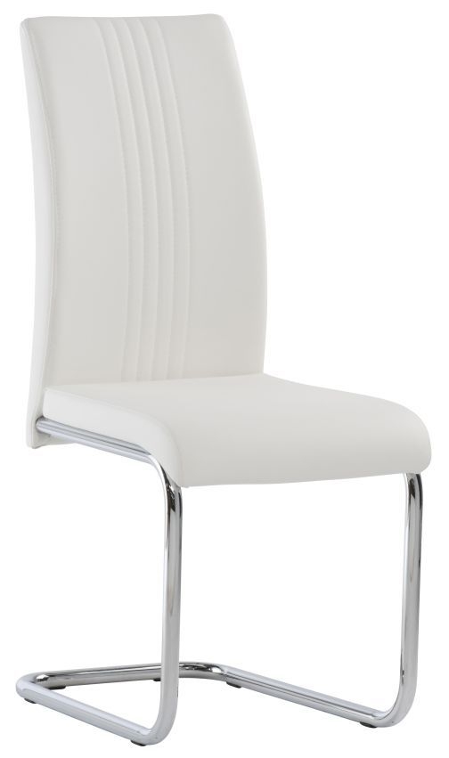Monaco White Faux Leather Dining Chair With Chrome Base Sold In Pairs