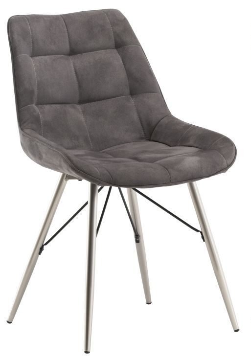 Nova Grey Fabric Dining Chair With Chrome Base Sold In Pairs