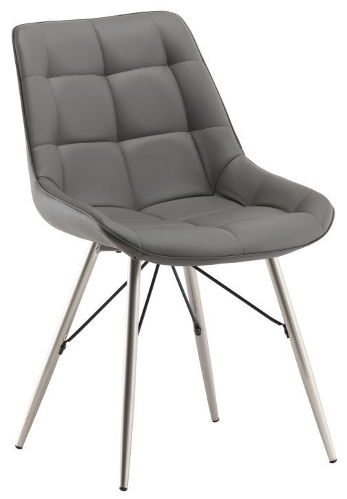 Nova Grey Faux Leather Dining Chair With Chrome Base Sold In Pairs