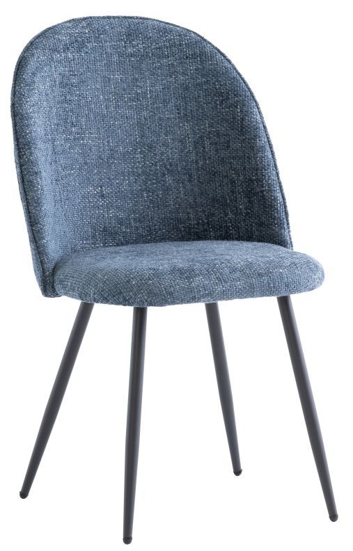 Ramona Blue Fabric Dining Chair With Black Powder Coated Legs Sold In Pairs