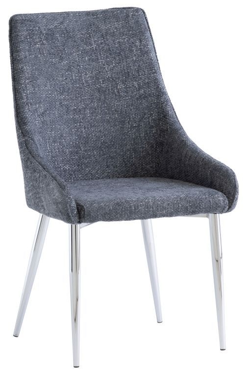 Rhone Deep Blue Fabric Dining Chair With Chrome Base Sold In Pairs