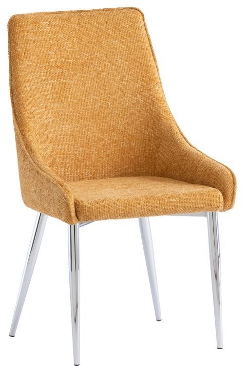 Rhone Mustard Fabric Dining Chair With Chrome Base Sold In Pairs