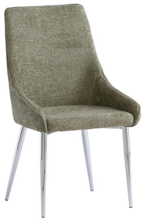 Rhone Olive Fabric Dining Chair With Chrome Base Sold In Pairs