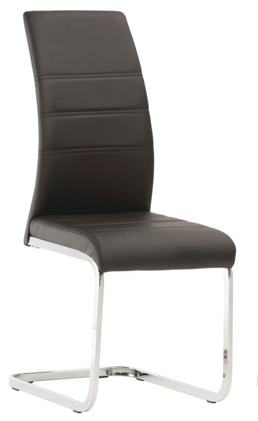 Soho Black Faux Leather Dining Chair With Chrome Base Sold In Pairs
