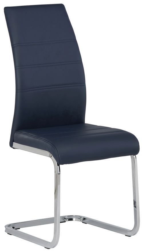 Soho Blue Faux Leather Dining Chair With Chrome Base Sold In Pairs