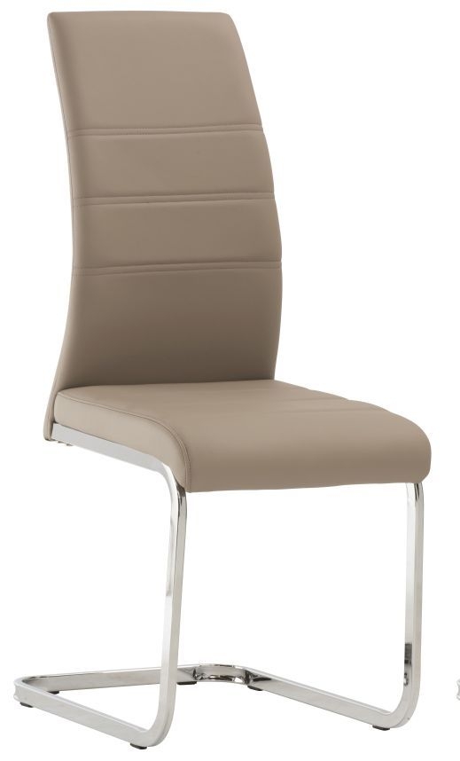 Soho Cappuccino Faux Leather Dining Chair With Chrome Base Sold In Pairs