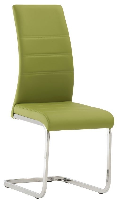 Soho Green Faux Leather Dining Chair With Chrome Base Sold In Pairs