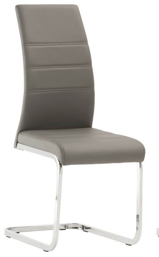 Soho Grey Faux Leather Dining Chair With Chrome Base Sold In Pairs