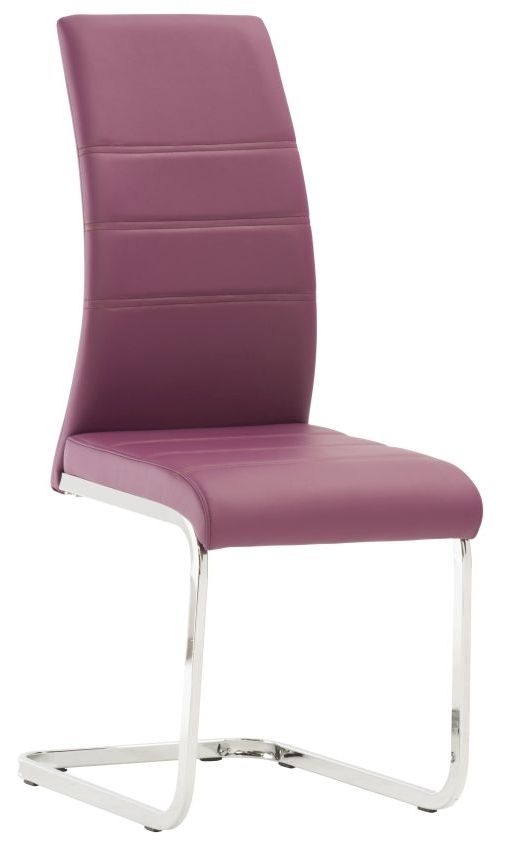 Soho Purple Faux Leather Dining Chair With Chrome Base Sold In Pairs