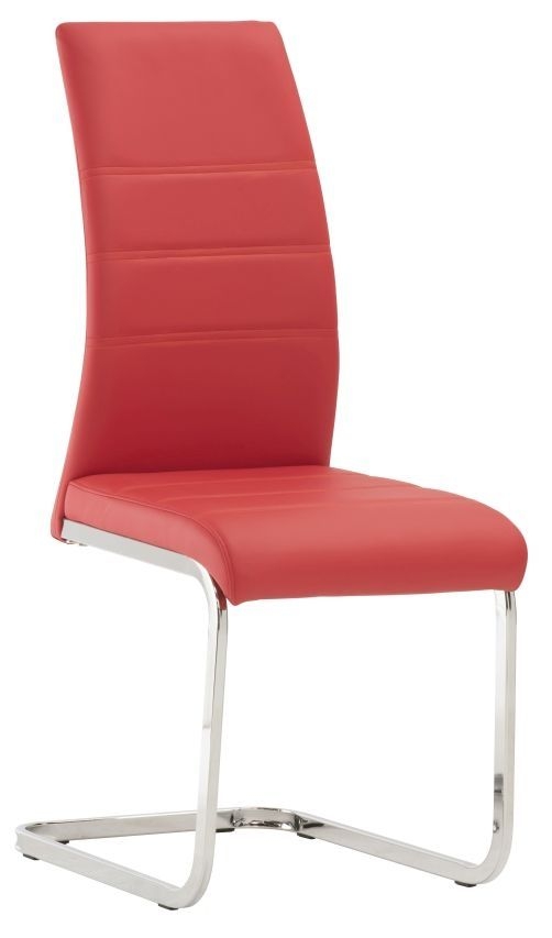 Soho Red Faux Leather Dining Chair With Chrome Base Sold In Pairs
