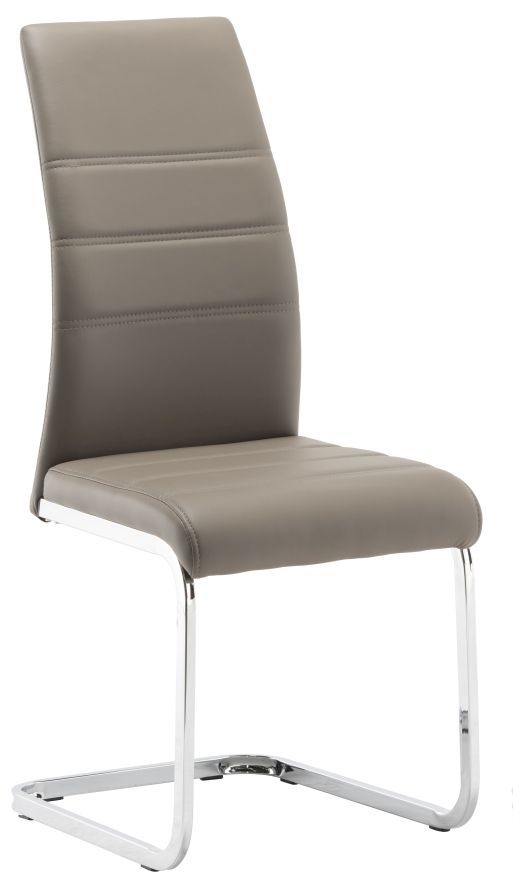 Soho Taupe Faux Leather Dining Chair With Chrome Base Sold In Pairs