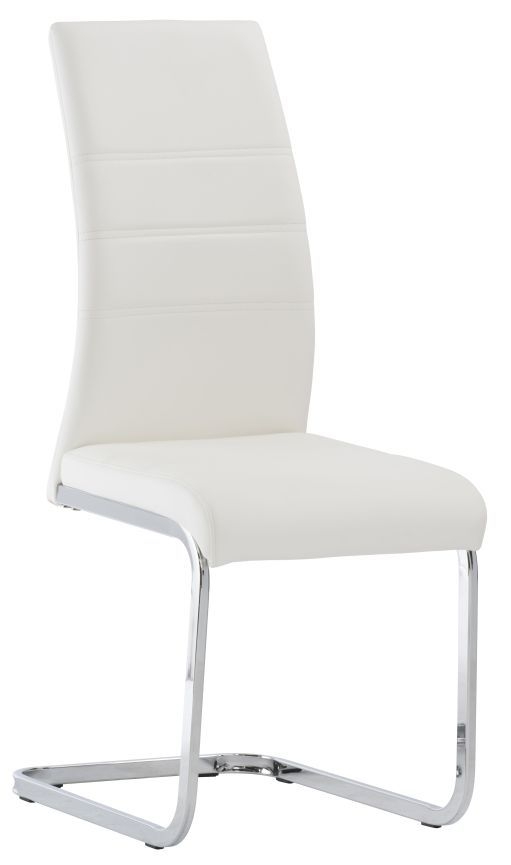 Soho White Faux Leather Dining Chair With Chrome Base Sold In Pairs