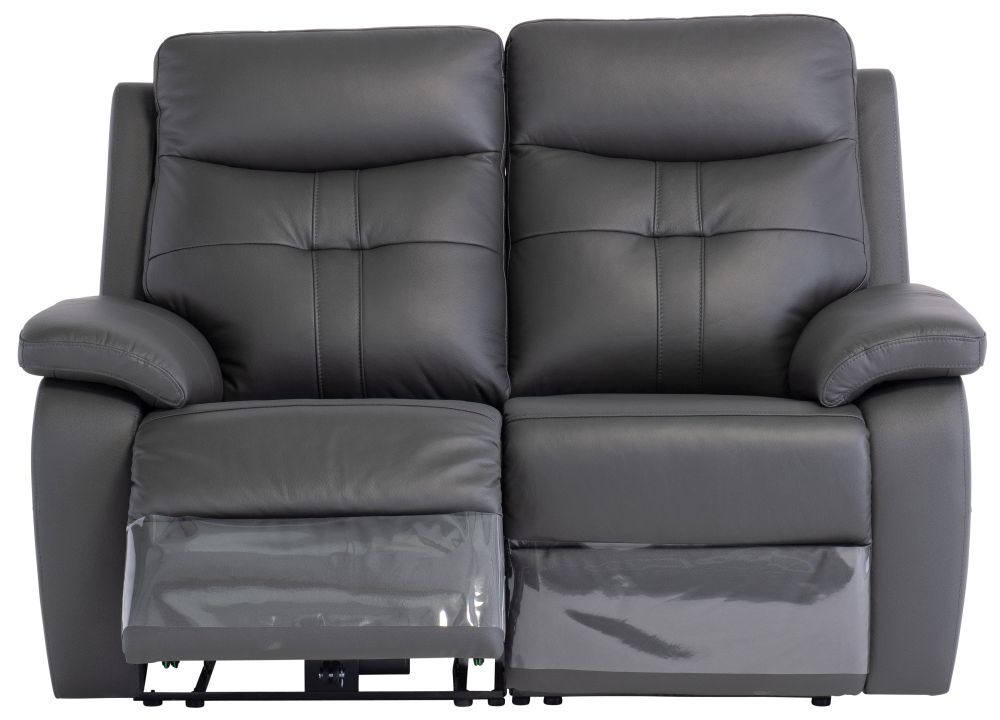 Sophia Charcoal Leather 2 Seater Electric Recliner Sofa