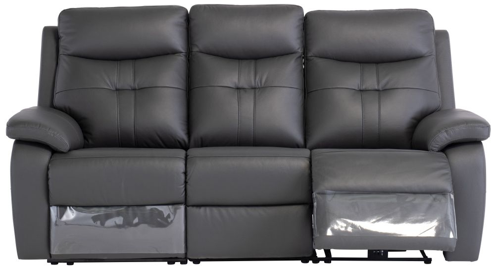 Sophia Charcoal Leather 3 Seater Electric Recliner Sofa